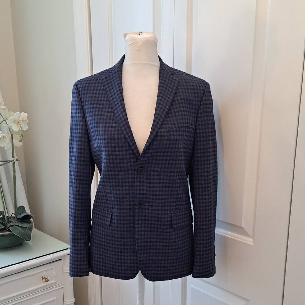 NWOT Hart Schaffner Marx Boys Blue Plaid Wool Blend Formal/Party/Prep Blazer 13R